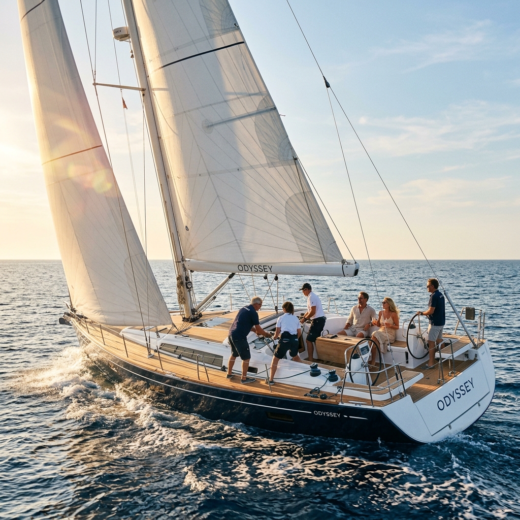Yacht sailing in the Mediterranean